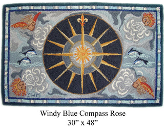 Windy Blue Compass Rose 30" x 48"