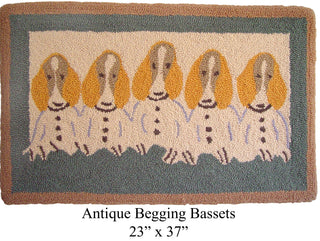 Antique Begging Basset Hounds 23" x 37"