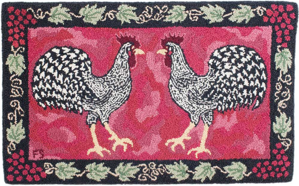 Double Dominique Roosters 25" x 40" (63.5 × 101.6cm)