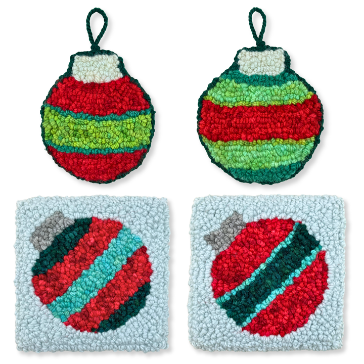 Holly Jolly Ornaments and Mug Rugs 3.75” x 3.75” (9.5 x 9.5cm) Digital Download