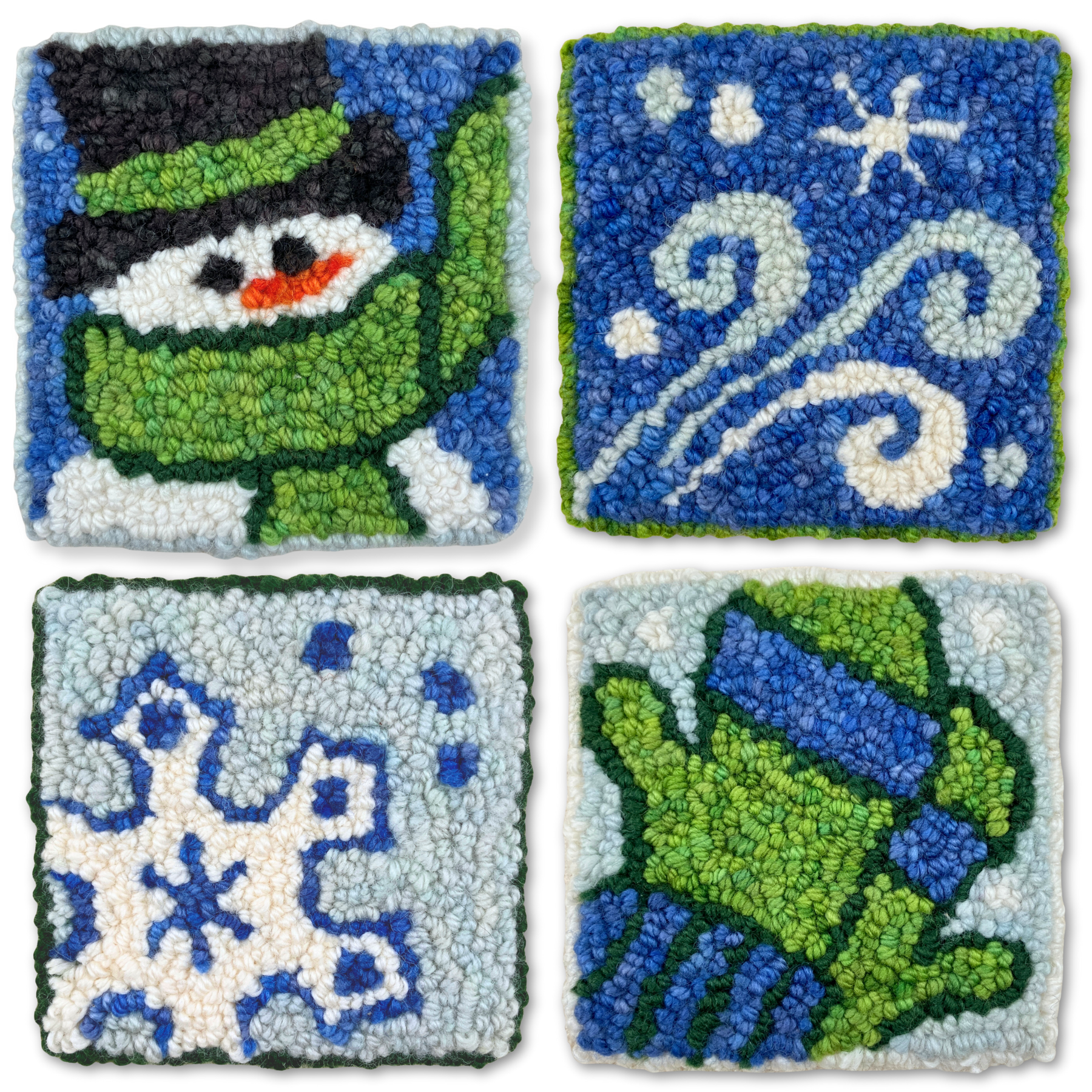 Snow  Flurries Mug Rugs punch needle pattern