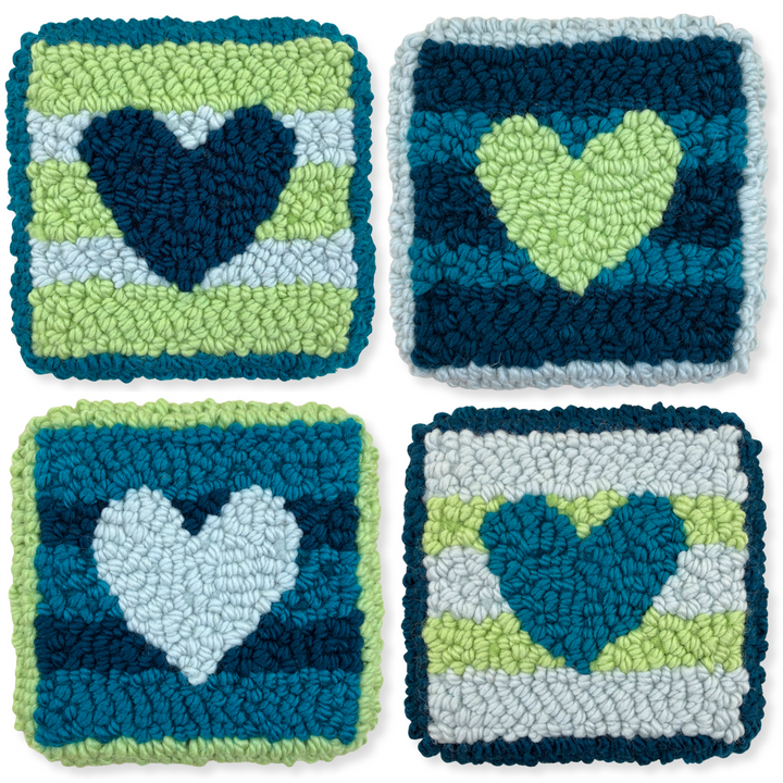 Striped Hearts Mug Rugs (3.75” x 3.75” (9.5 x 9.5cm) Digital Download