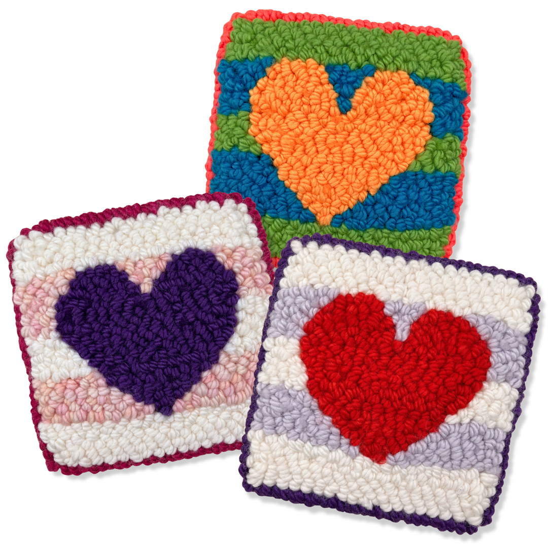 Striped Hearts Mug Rugs (3.75” x 3.75” (9.5 x 9.5cm) Digital Download