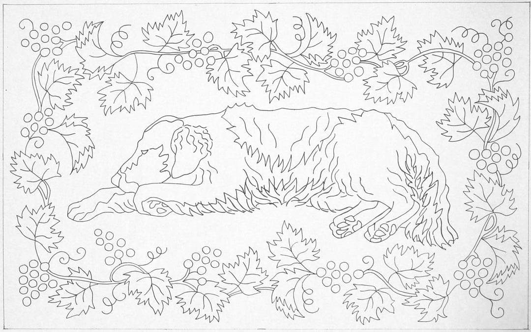 Golden Retriever with Grapes Pattern 25" x 40" (63.5 × 101.6cm)