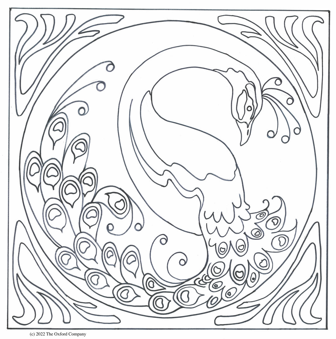 Art Nouveau Peacock 15” x 15" (38.1 x 38.1cm) Digital Download