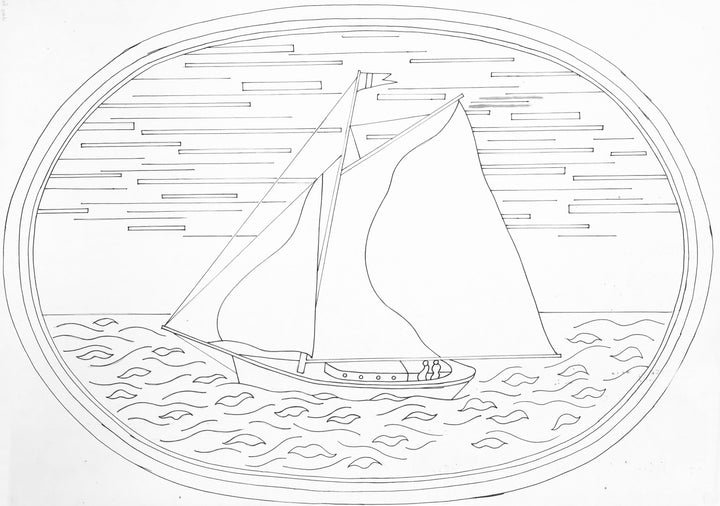 Oval Sailing Sloop 28" x 39"