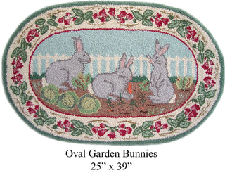 Oval Garden Bunnies 25" x 39"