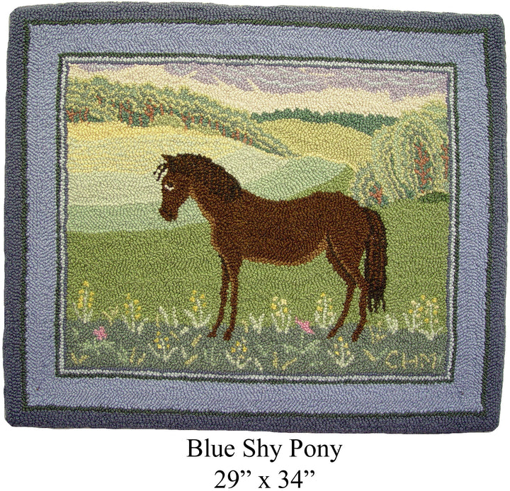 Blue Shy Pony Pattern