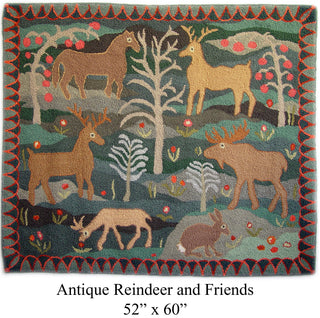Antique Reindeer and Friends 52" x 60"