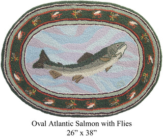 Oval Atlantic Salmon With Flies 26" x 38"