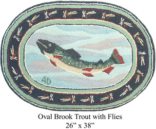 Oval Brook Trout with Flies 26" x 38"